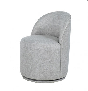 Maeve Contemporary Taupe Fully Upholstered Swivel Chair Gray swivel chair on a white background