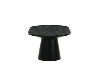 Maeve Oval Contemporary Black Finish Dining Table Black side table with a unique design on a white background