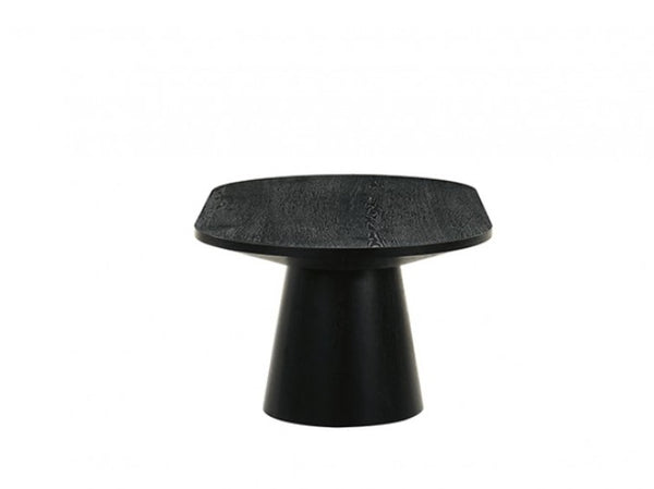 Maeve Oval Contemporary Black Finish Dining Table Black side table with a unique design on a white background