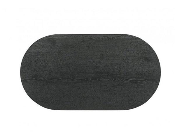 Maeve Oval Contemporary Black Finish Dining Table Black oval placemat on a white background
