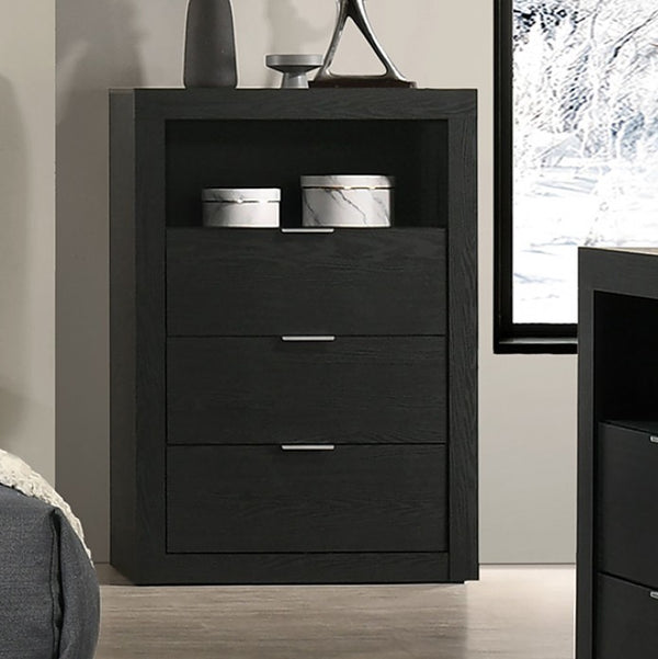Maltari Contemporary Engineered Wood Black Finish Chest