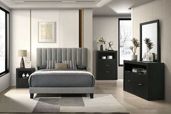 Maltari Contemporary Fully Upholstered Fabric Bed Set