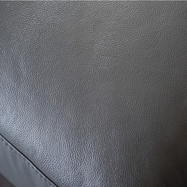 Matteo Modern Style Dark Gray Adjustable Headrest Leather Sectional Sofa Close-up of gray leather texture