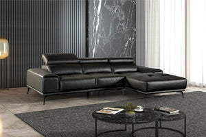Matteo Modern Style Black Adjustable Headrest Leather Sectional Sofa