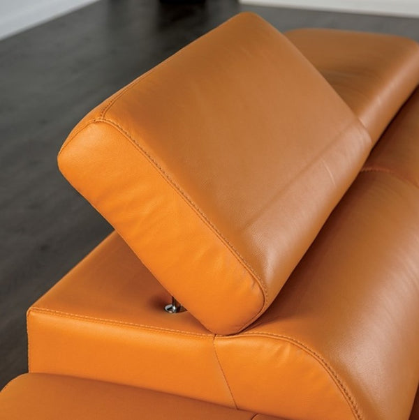 Matteo Modern Style Tangerine Adjustable Headrest Leather Sectional Sofa Headrest