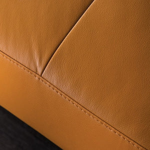 Matteo Modern Style Tangerine Adjustable Headrest Leather Sectional Sofa Close-up of Tangerine  leather texture