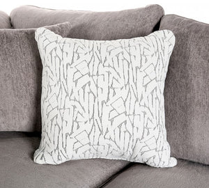 Mika Oversized Transitional Style Sofa Decorative pillow with abstract pattern on a gray sofa