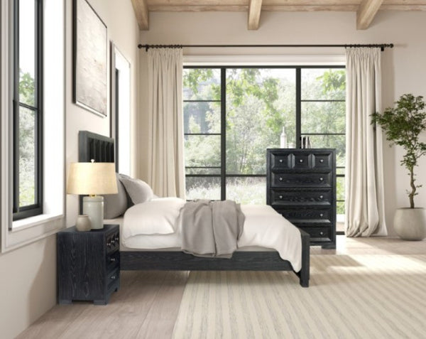 Montague Cross Modern Classic Weathered Black Bed Side