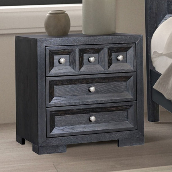 Montague Cross Modern Classic Weathered Black Nightstand