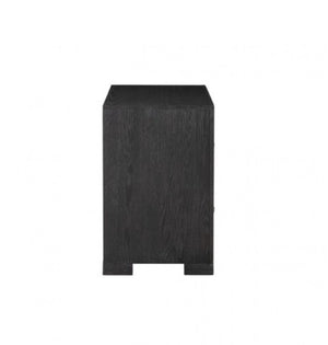 Montague Cross Modern Classic Weathered Black Oversized Nightstand A black wooden side table or end table with a clean rectangular design, shown from the back against a plain white background.