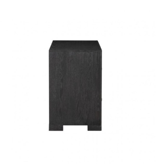 Montague Cross Modern Classic Weathered Black Oversized Nightstand A black wooden side table or end table with a clean rectangular design, shown from the back against a plain white background.