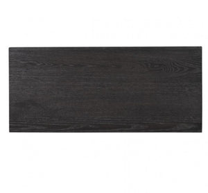 Montague Cross Modern Classic Weathered Black Oversized Nightstand A rectangular dark wood panel with a black finish and visible natural grain patterns, shown against a plain white background.