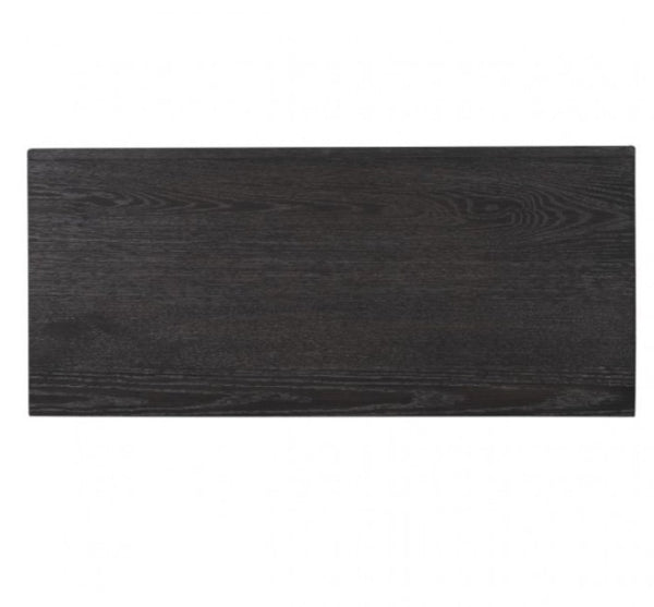 Montague Cross Modern Classic Weathered Black Oversized Nightstand A rectangular dark wood panel with a black finish and visible natural grain patterns, shown against a plain white background.