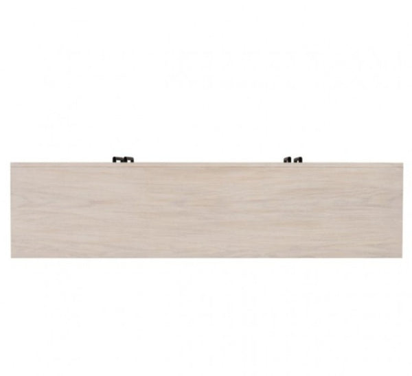 Montague Cross Modern Style Dining Server A rectangular light oak wood panel with a subtle grain texture, featuring two small black metal hardware components mounted near the top edge, set against a plain white background.