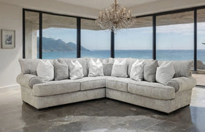 Nareen Gray Fabric Sectional Sofa with Pillows