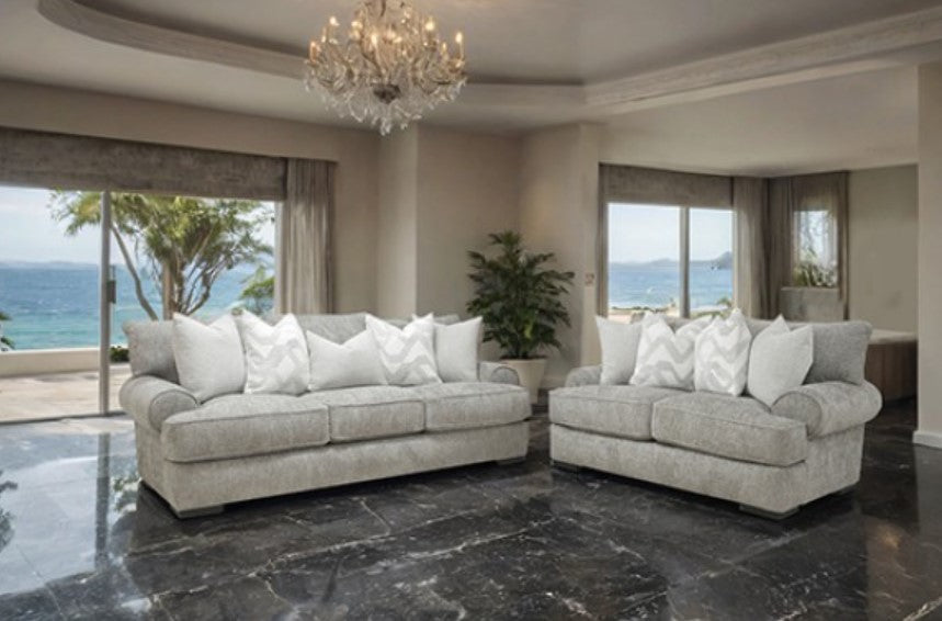 Nareen Gray Fabric Loveseat with Pillows