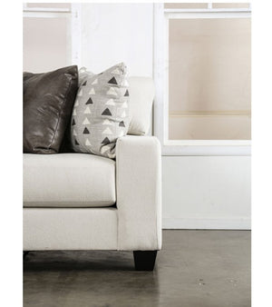 Nareen White Fabric Sectional Sofa with Multicolor Pillows