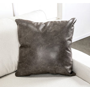 Nareen White Fabric Sectional Sofa with Multicolor Pillows Gray leather pillow on a white couch