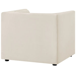 Natalia Alabaster Velvet Fabric Chair Beige corner sofa on a white background