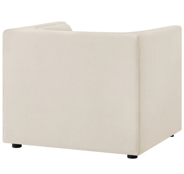 Natalia Alabaster Velvet Fabric Chair Beige corner sofa on a white background