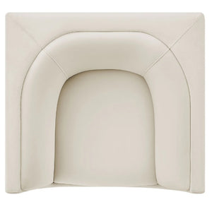 Natalia Alabaster Velvet Fabric Chair Beige Chair with quilted design on a white background