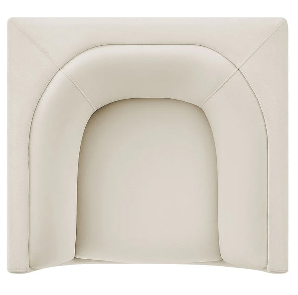 Natalia Alabaster Velvet Fabric Chair Beige Chair with quilted design on a white background