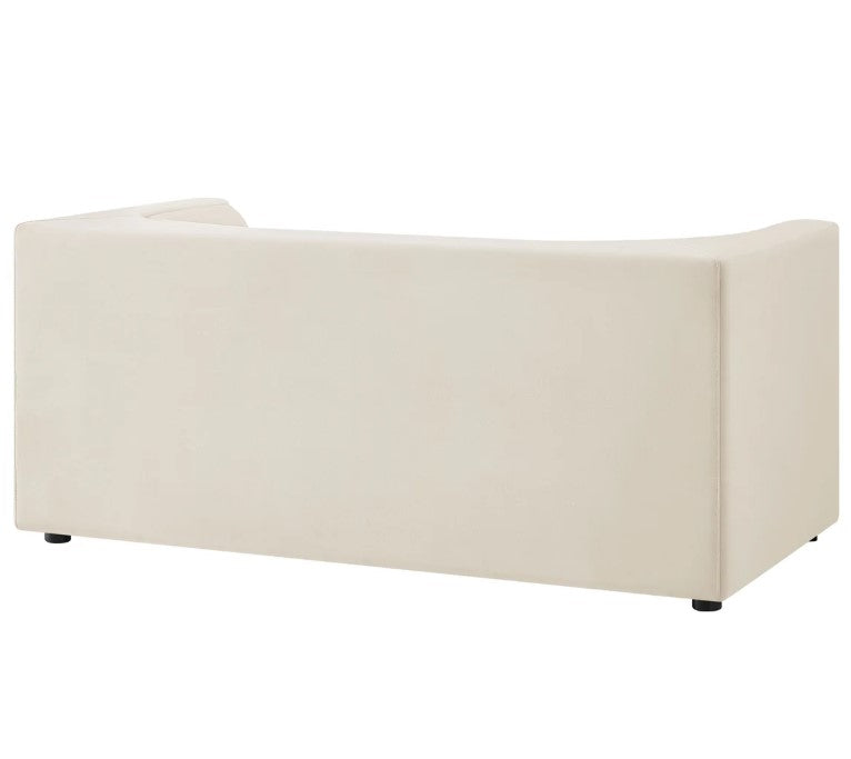 Natalia Alabaster Velvet Fabric Loveseat