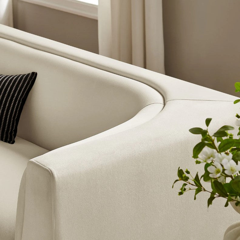 Natalia Alabaster Taupe Velvet Fabric Sofa