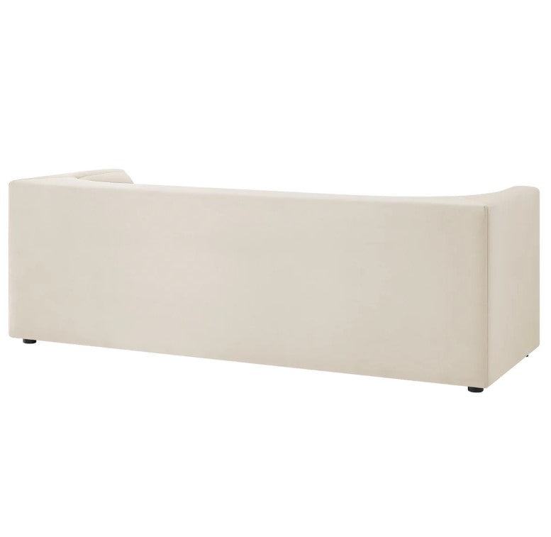 Natalia Alabaster Taupe Velvet Fabric Sofa