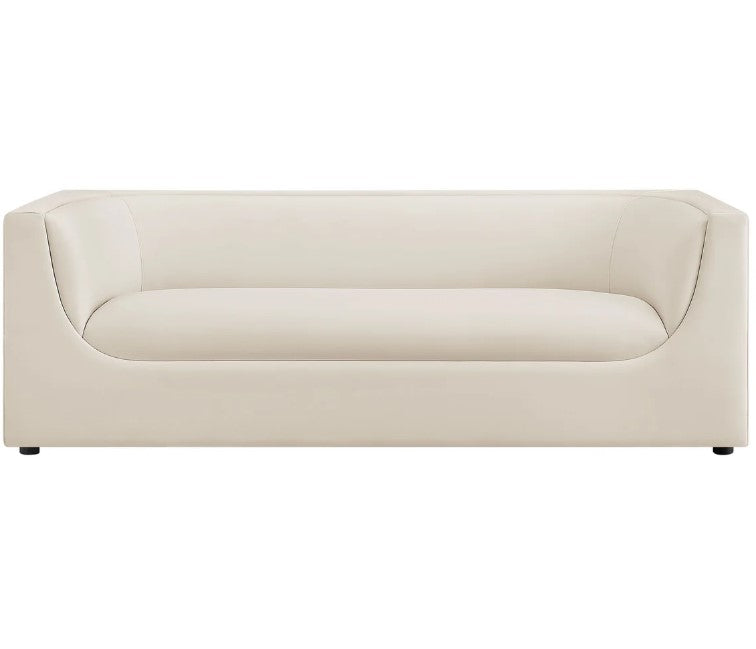 Natalia Alabaster Taupe Velvet Fabric Sofa