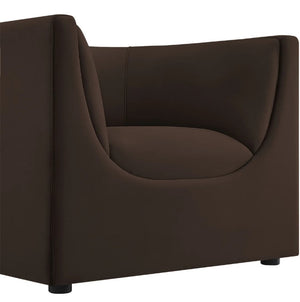 Natalia Chocolate Brown Velvet Fabric Chair Brown armchair on a white background