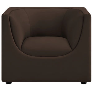 Natalia Chocolate Brown Velvet Fabric Chair Brown armchair on a white background