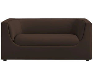 Natalia Chocolate Brown Velvet Fabric Loveseat Brown sofa on a white background