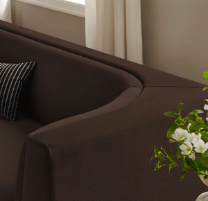 Natalia Chocolate Brown Velvet Fabric Sofa Arm