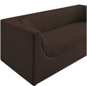 Natalia Chocolate Brown Velvet Fabric Sofa Brown sofa on a white background