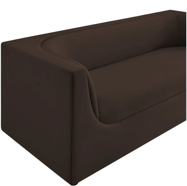 Natalia Chocolate Brown Velvet Fabric Sofa Brown sofa on a white background