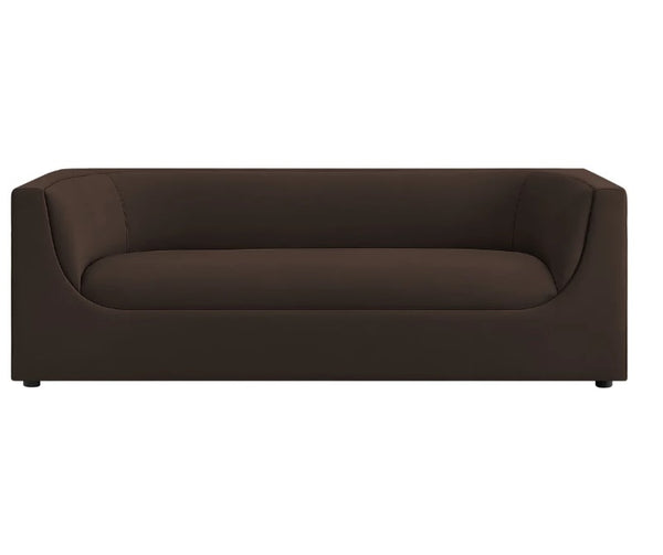 Natalia Chocolate Brown Velvet Fabric Sofa Brown sofa on a white background