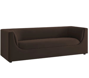 Natalia Chocolate Brown Velvet Fabric Sofa Brown sofa on a white background