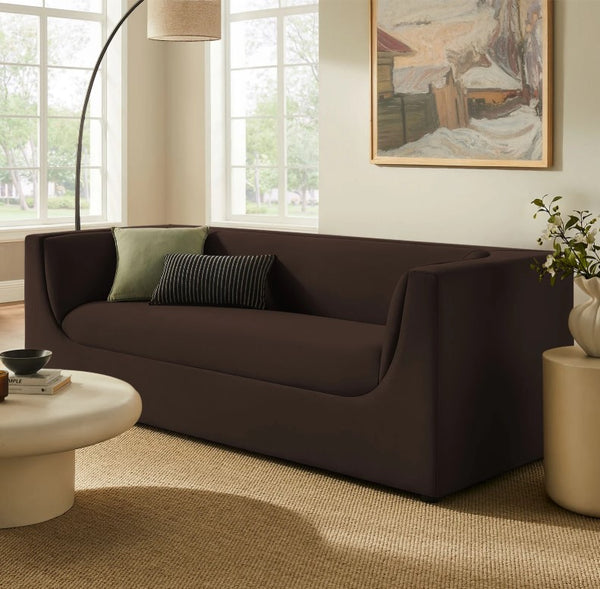 Natalia Chocolate Brown Velvet Fabric Sofa