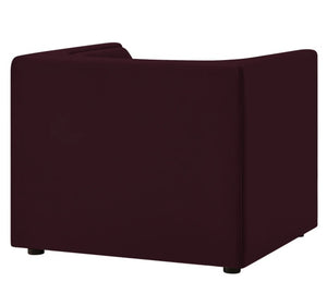 Natalia Mulberry Velvet Fabric Chair Dark red upholstered chair on a white background