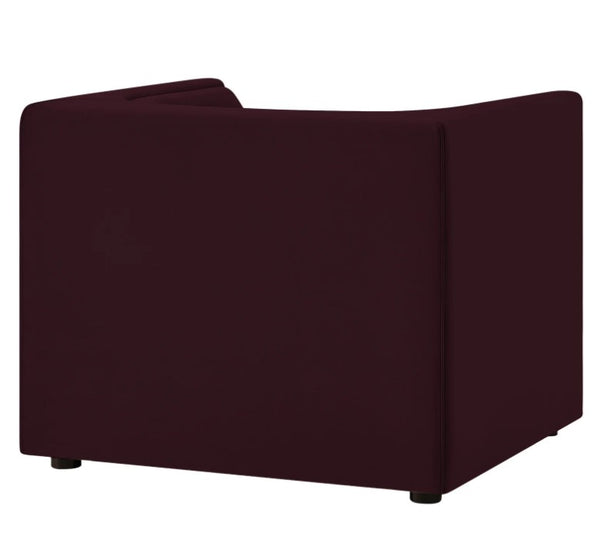 Natalia Mulberry Velvet Fabric Chair Dark red upholstered chair on a white background