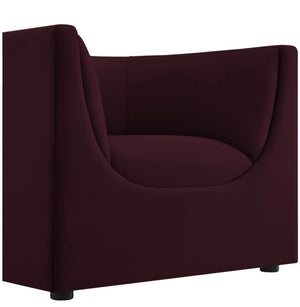  Natalia Mulberry Velvet Fabric Chair Maroon armchair on a white background