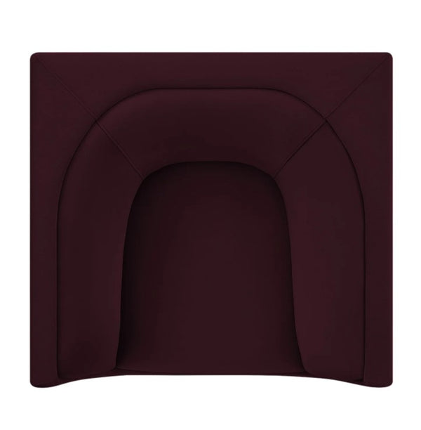 Natalia Mulberry Velvet Fabric Chair Maroon cushion with a unique design on a white background