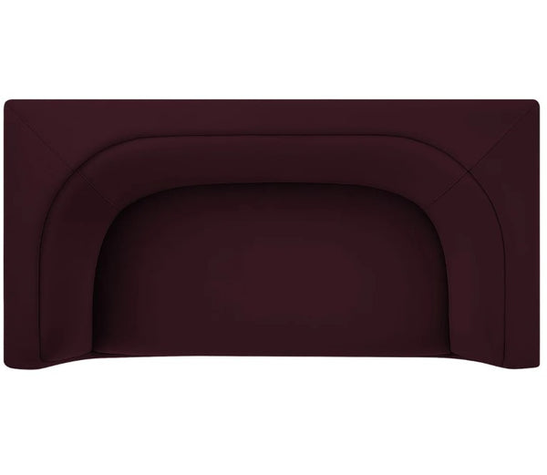 Natalia Mulberry Velvet Fabric Loveseat Maroon headboard on a white background