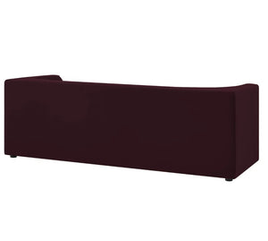 Natalia Mulberry Velvet Fabric Sofa Dark brown sofa on a white background