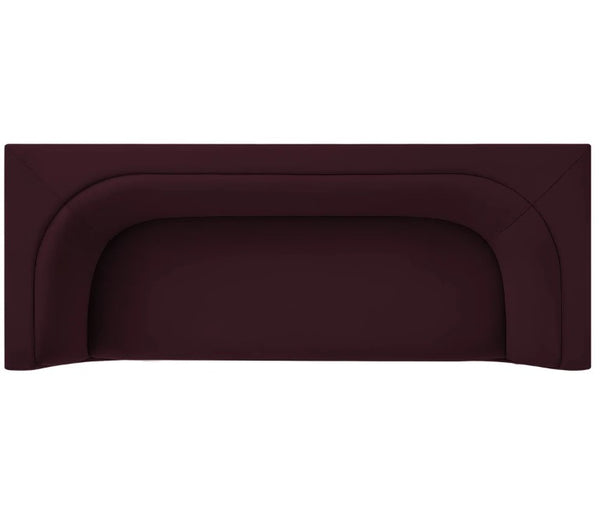 Natalia Mulberry Velvet Fabric Sofa Maroon drawer handle on a white background