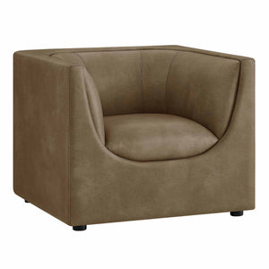 Natalia Premium Vegan Leather Chair Brown leather armchair on a white background