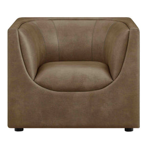 Natalia Premium Vegan Leather Chair Brown leather armchair on a white background