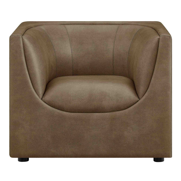 Natalia Premium Vegan Leather Chair Brown leather armchair on a white background