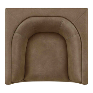 Natalia Premium Vegan Leather Chair Brown leather pet bed with curved sides on a white background